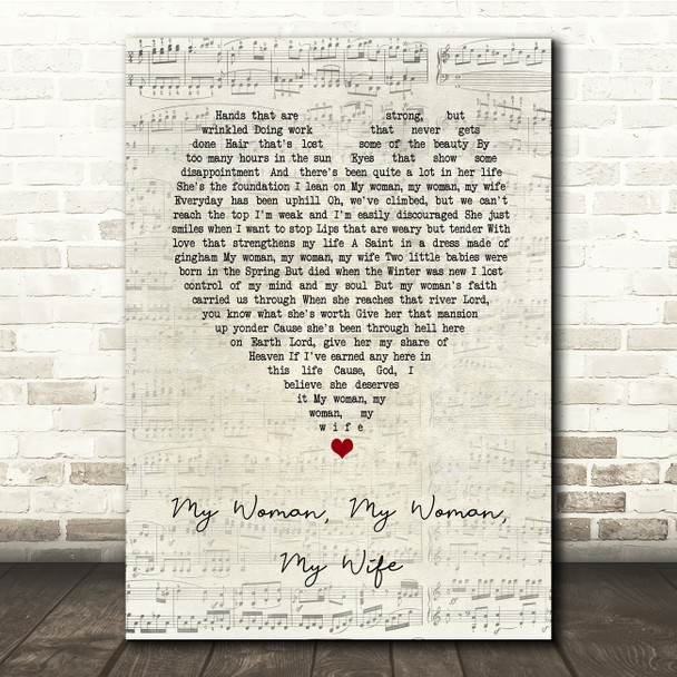 Dean Martin My Woman, My Woman, My Wife Script Heart Song Lyric Print