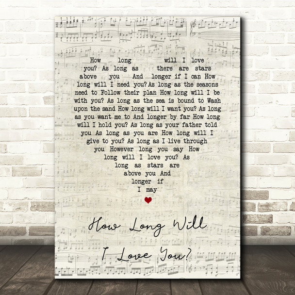 The Waterboys How Long Will I Love You Script Heart Song Lyric Print