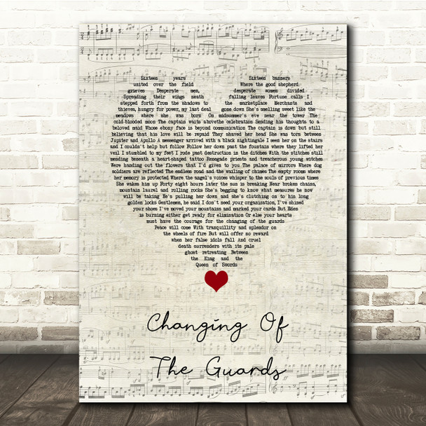 Bob Dylan Changing Of The Guards Script Heart Song Lyric Print