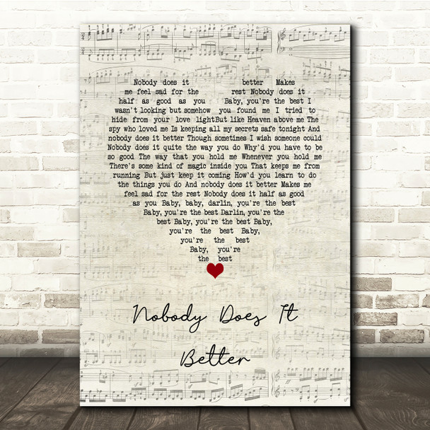 Carly Simon Nobody Does It Better Script Heart Song Lyric Print