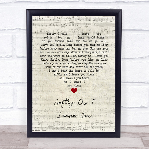 Matt Monro Softly As I Leave You Script Heart Song Lyric Print