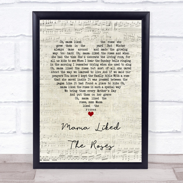 Elvis Presley Mama Liked The Roses Script Heart Song Lyric Print