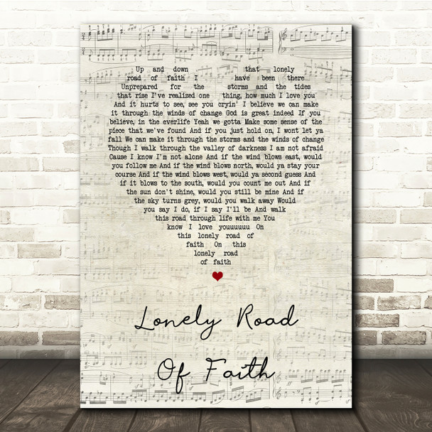 Kid Rock Lonely Road Of Faith Script Heart Song Lyric Print