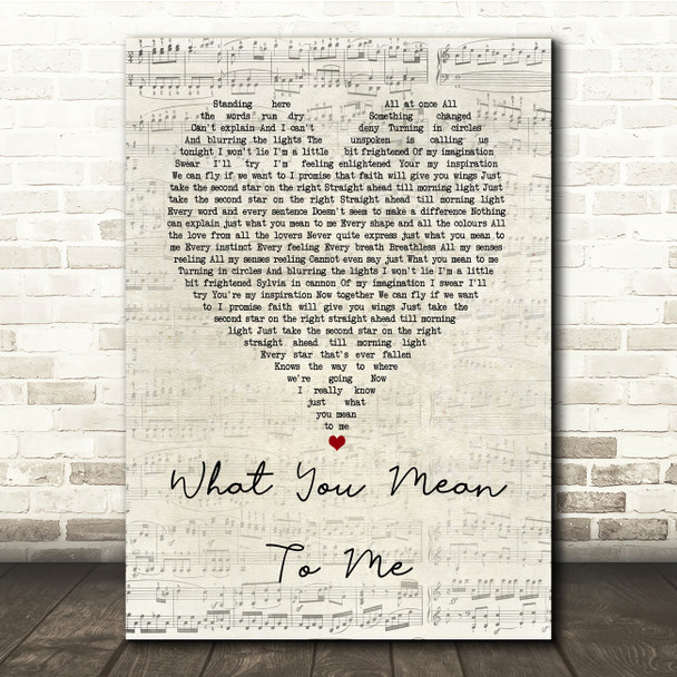 Finding Neverland What You Mean To Me Script Heart Song Lyric Print