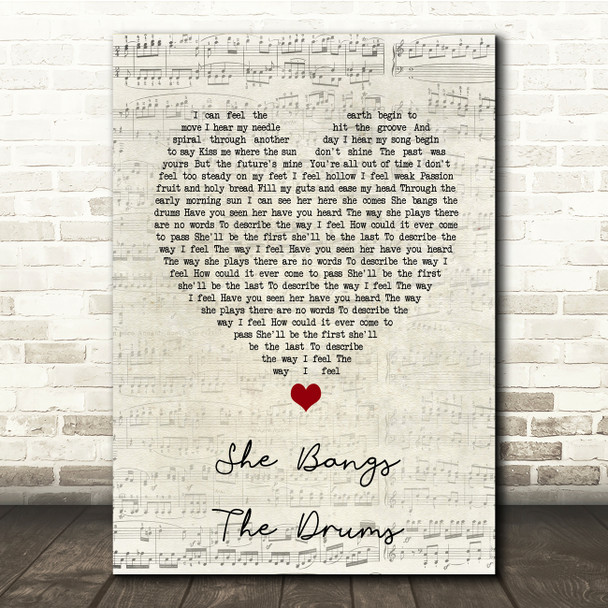 The Stone Roses She Bangs The Drums Script Heart Song Lyric Print