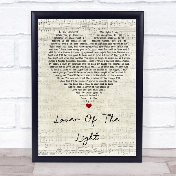 Mumford & Sons Lover Of The Light Script Heart Song Lyric Print