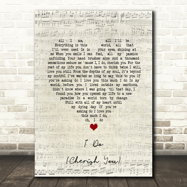 Mark Wills I Do (Cherish You) Script Heart Song Lyric Print