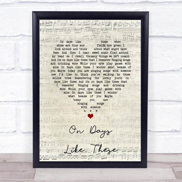 Matt Monro On Days Like These Script Heart Song Lyric Print