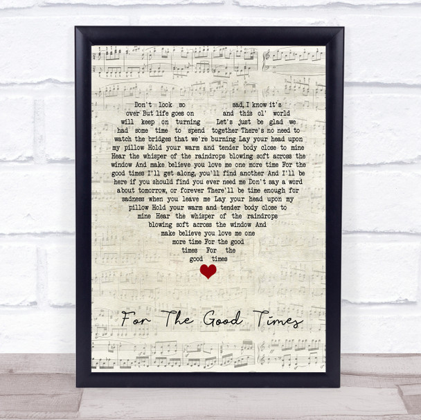 Perry Como For The Good Times Script Heart Song Lyric Print