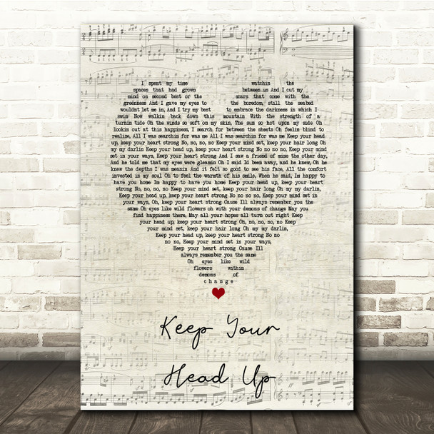 Ben Howard Keep Your Head Up Script Heart Song Lyric Print