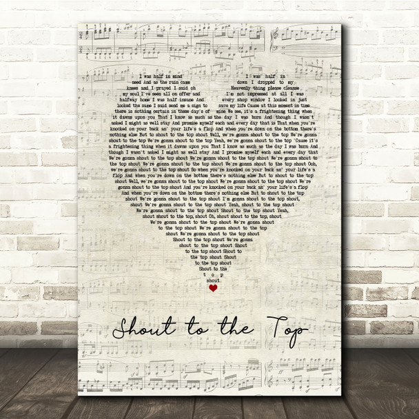 Paul Weller Shout to the Top Script Heart Song Lyric Print