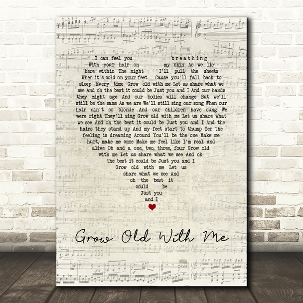 Tom Odell Grow Old With Me Script Heart Song Lyric Print