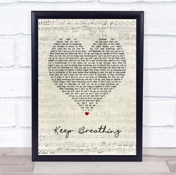 Kerrie Roberts Keep Breathing Script Heart Song Lyric Print