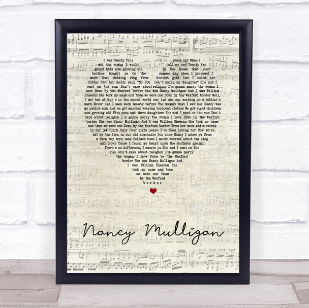 Ed Sheeran Nancy Mulligan Script Heart Song Lyric Print