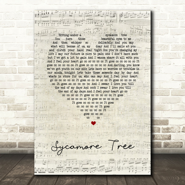 The Hunna Sycamore Tree Script Heart Song Lyric Print