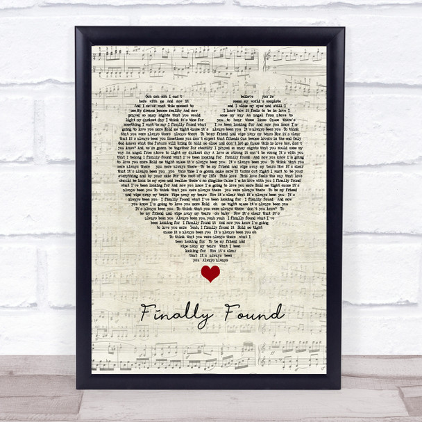 Honeyz Finally found Script Heart Song Lyric Print