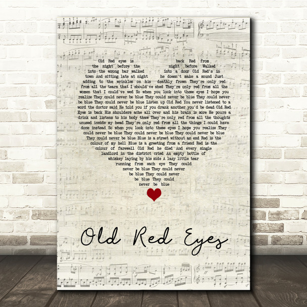 The Beautiful South Old Red Eyes Script Heart Song Lyric Print