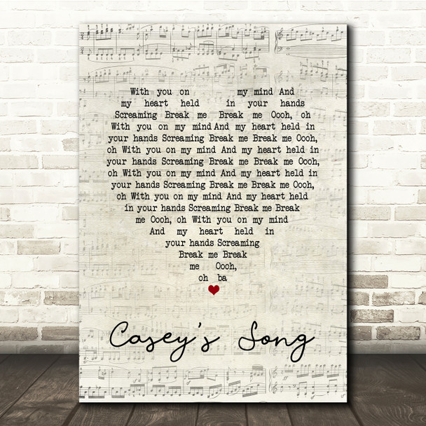 City & Colour Casey's Song Script Heart Song Lyric Print