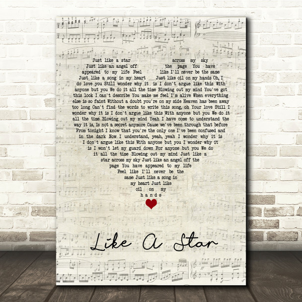 Corinne Bailey Rae Like A Star Script Heart Song Lyric Print