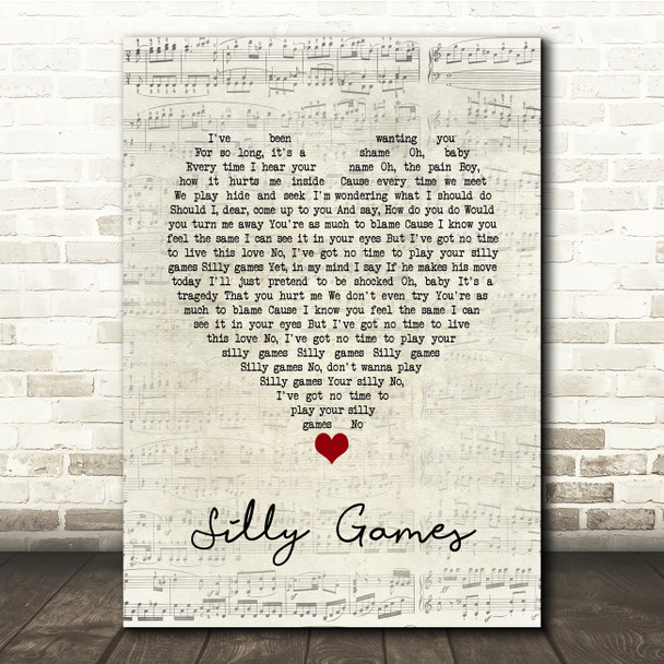 Janet Kay Silly Games Script Heart Song Lyric Print