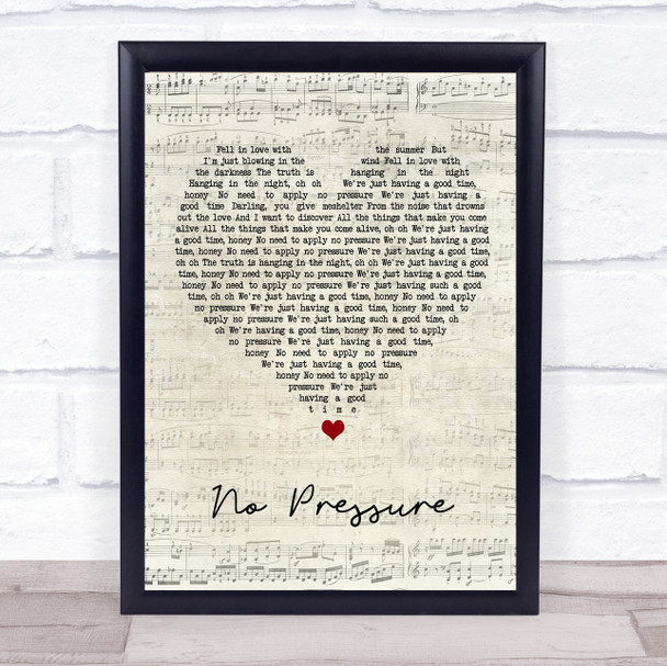 The Kooks No Pressure Script Heart Song Lyric Print