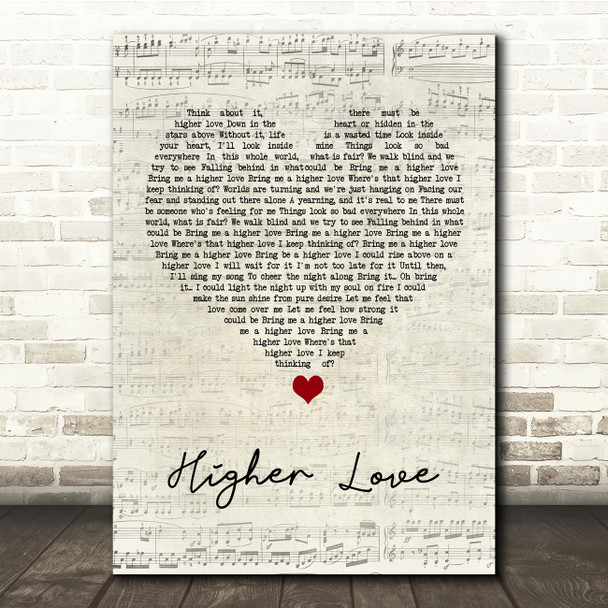 Steve Winwood Higher Love Script Heart Song Lyric Print