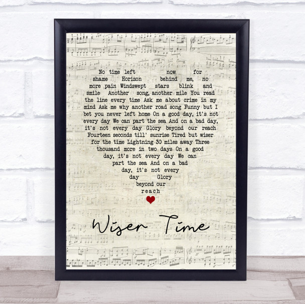 The Black Crowes Wiser Time Script Heart Song Lyric Print