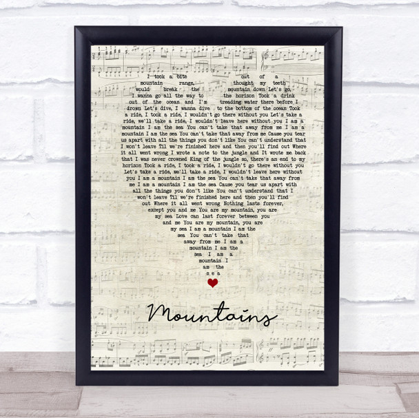 Biffy Clyro Mountains Script Heart Song Lyric Print