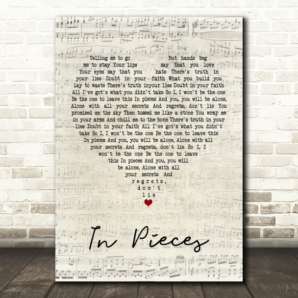 Linkin Park In Pieces Script Heart Song Lyric Print