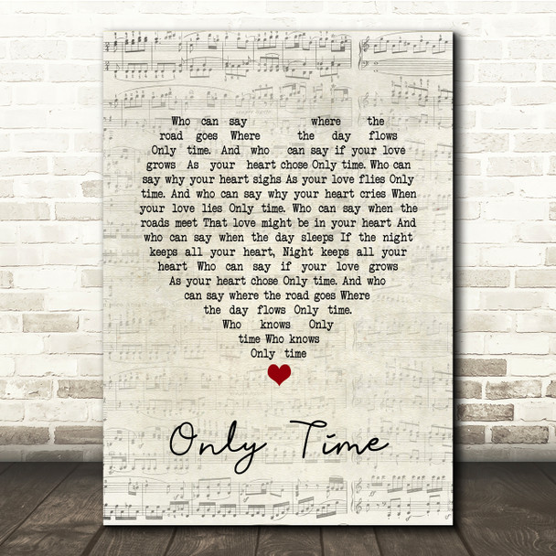 Enya Only Time Script Heart Song Lyric Print