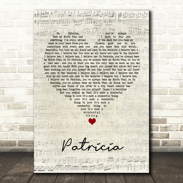 Florence + The Machine Patricia Script Heart Song Lyric Print