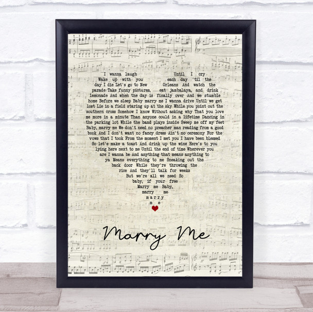 Amanda Marshall Marry Me Script Heart Song Lyric Print