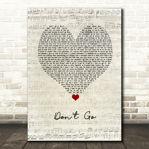 Wretch 32 Don't Go Script Heart Song Lyric Print