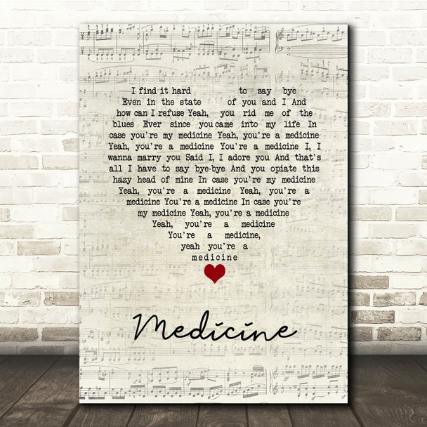 The 1975 Medicine Script Heart Song Lyric Print