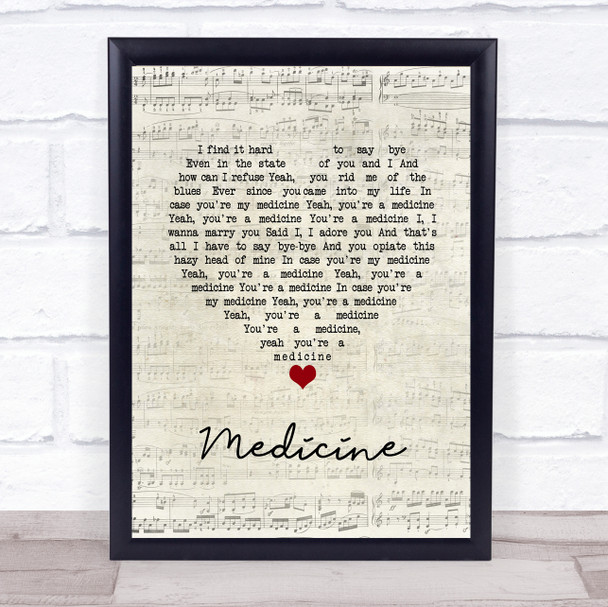 The 1975 Medicine Script Heart Song Lyric Print