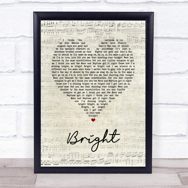 Echosmith Bright Script Heart Song Lyric Print