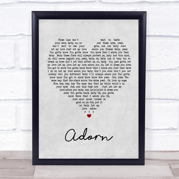 Miguel Adorn Grey Heart Song Lyric Quote Print