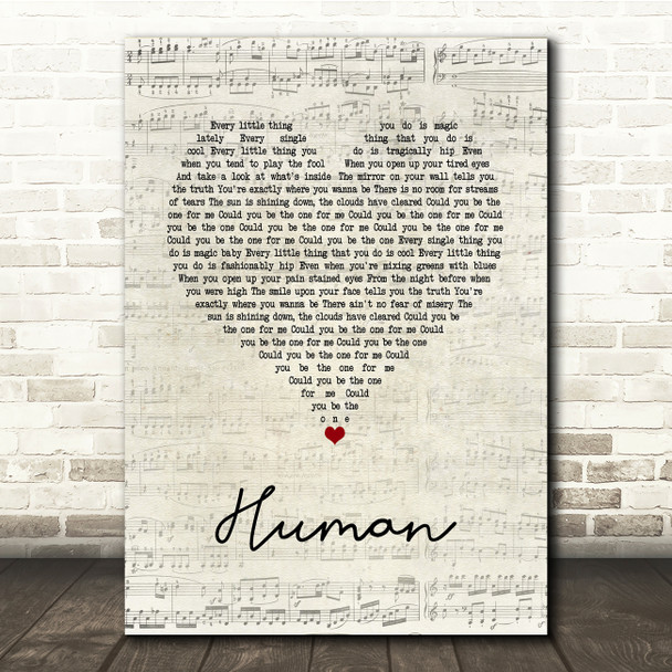 Jon McLaughlin Human Script Heart Song Lyric Print