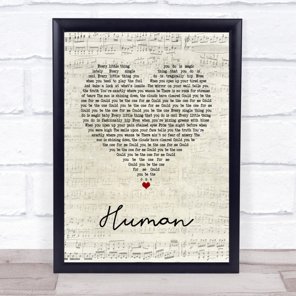 Jon McLaughlin Human Script Heart Song Lyric Print