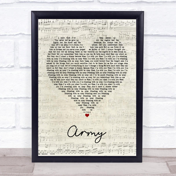 Ellie Goulding Army Script Heart Song Lyric Print