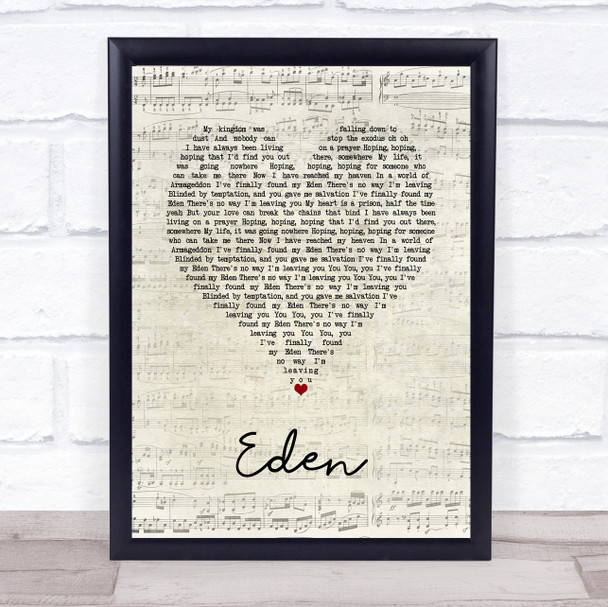 The Script Eden Script Heart Song Lyric Print