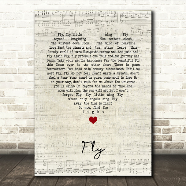 Céline dion Fly Script Heart Song Lyric Print