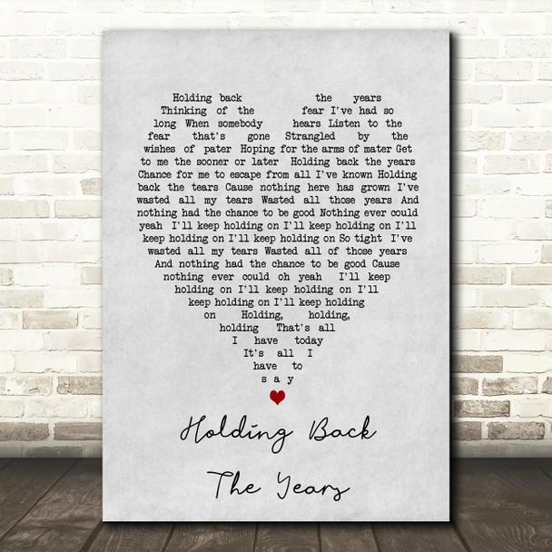 Simply Red Holding Back The Years Grey Heart Song Lyric Quote Print