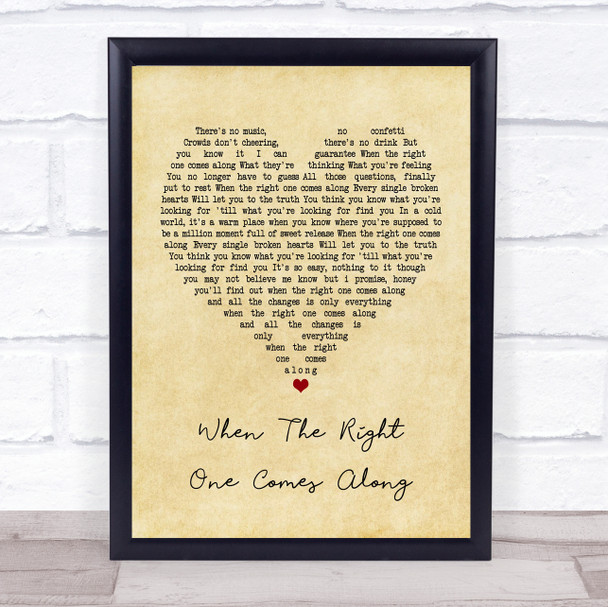 Clare Bowen & Sam Palladio When The Right One Comes Along Vintage Heart Lyric Print