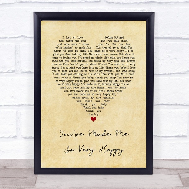 Blood, Sweat & Tears You've Made Me So Very Happy Vintage Heart Song Lyric Print