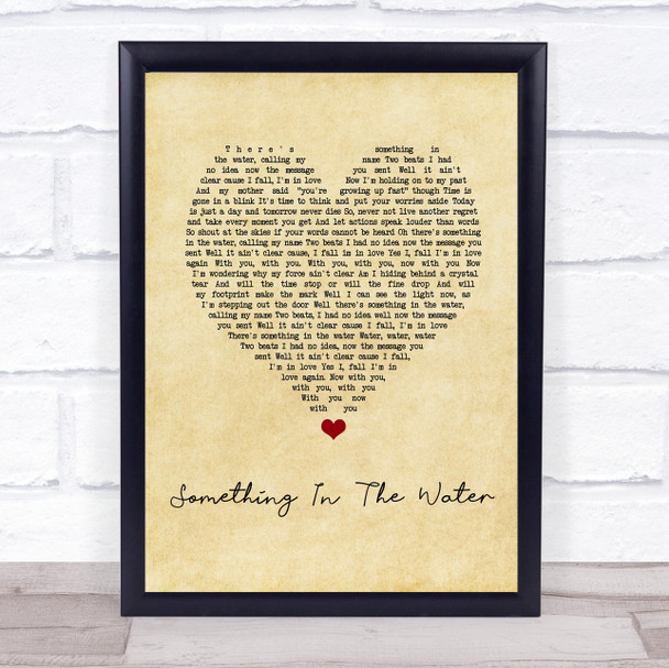 Tom Grennan Something In The Water Vintage Heart Song Lyric Print