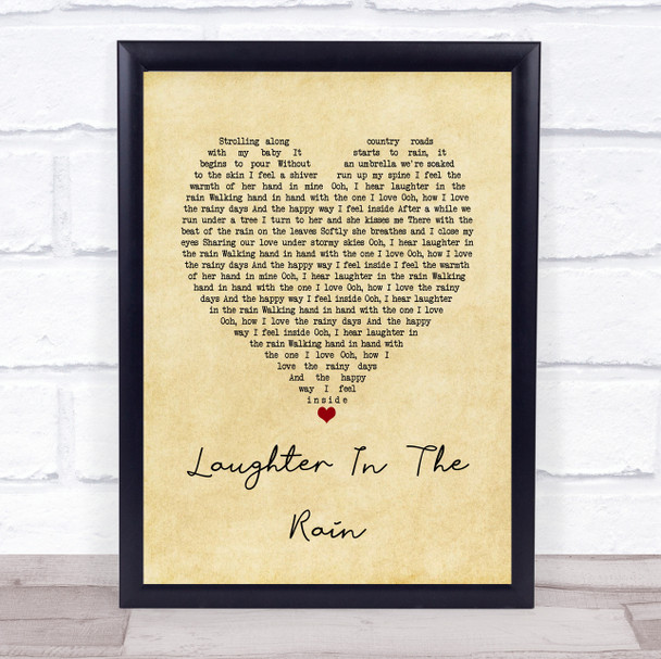 Neil Sedaka Laughter In The Rain Vintage Heart Song Lyric Print