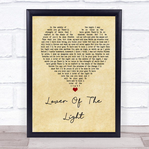 Mumford & Sons Lover Of The Light Vintage Heart Song Lyric Print