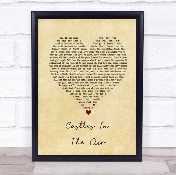 Don McLean Castles In The Air Vintage Heart Song Lyric Print