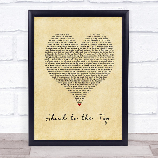 Paul Weller Shout to the Top Vintage Heart Song Lyric Print